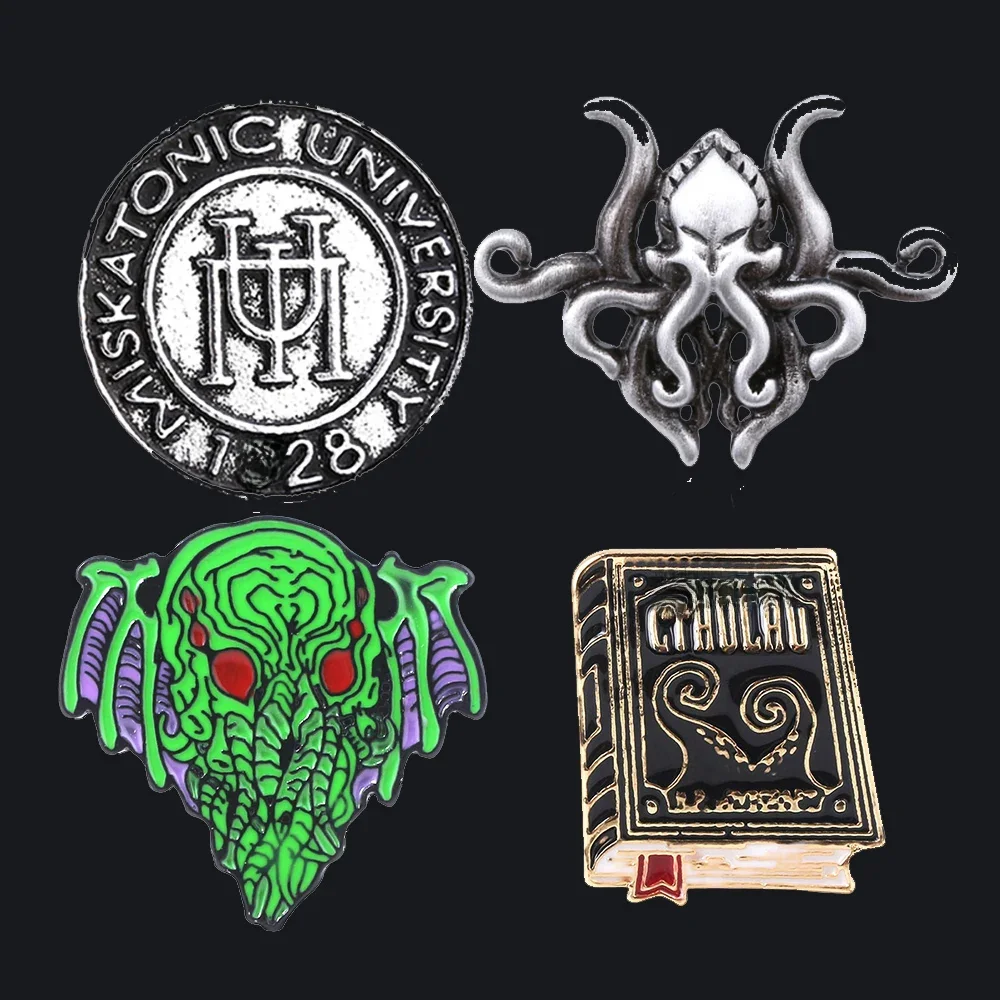 Antique Cthulhu Pins Brooch Retro H.P. Lovecraft Miskatonic University Metal Badge Brooches For