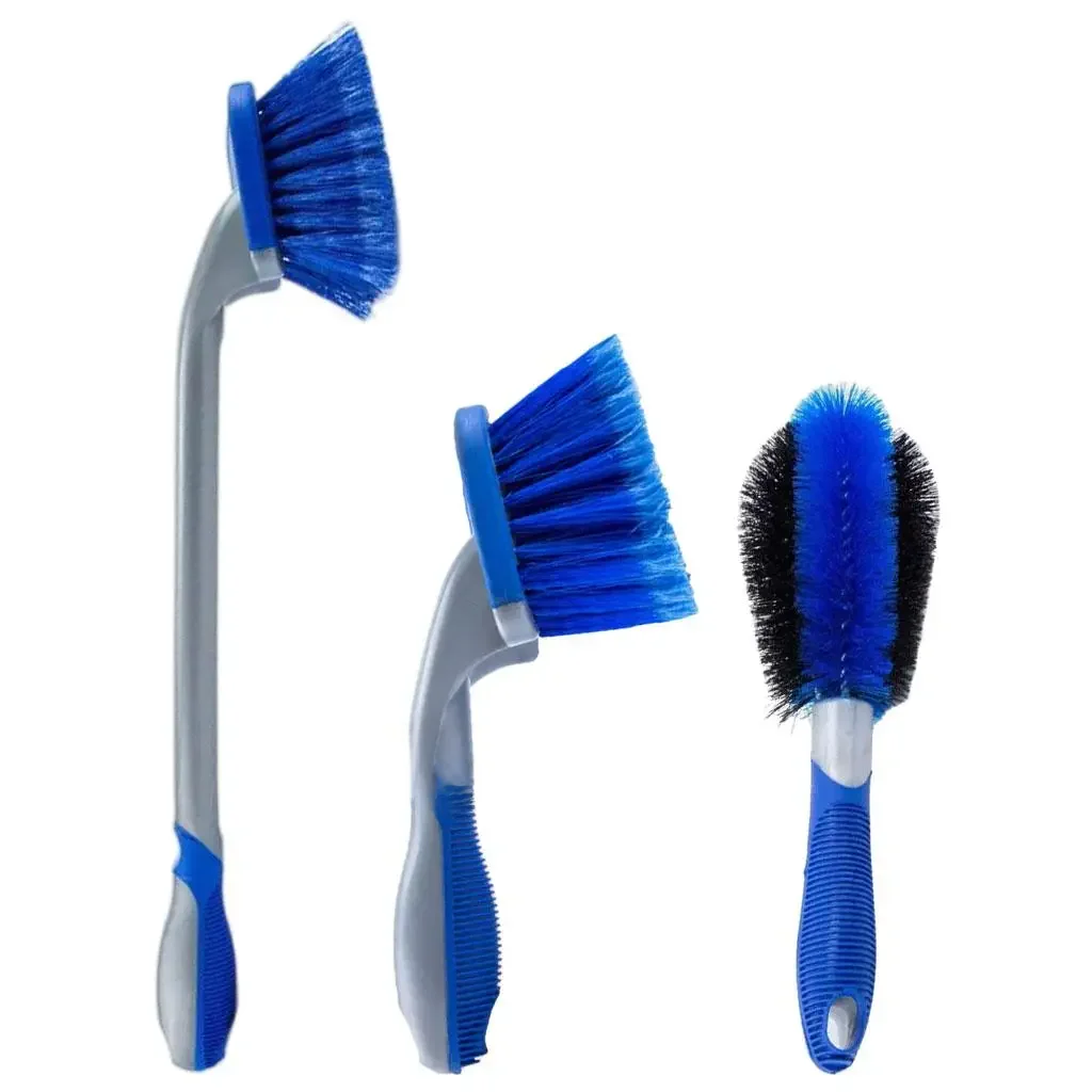 Car Wash Brush Exterior Rim Claen Kit Durable Auto Cleaning Tool Blue Short Handle Beauty Long