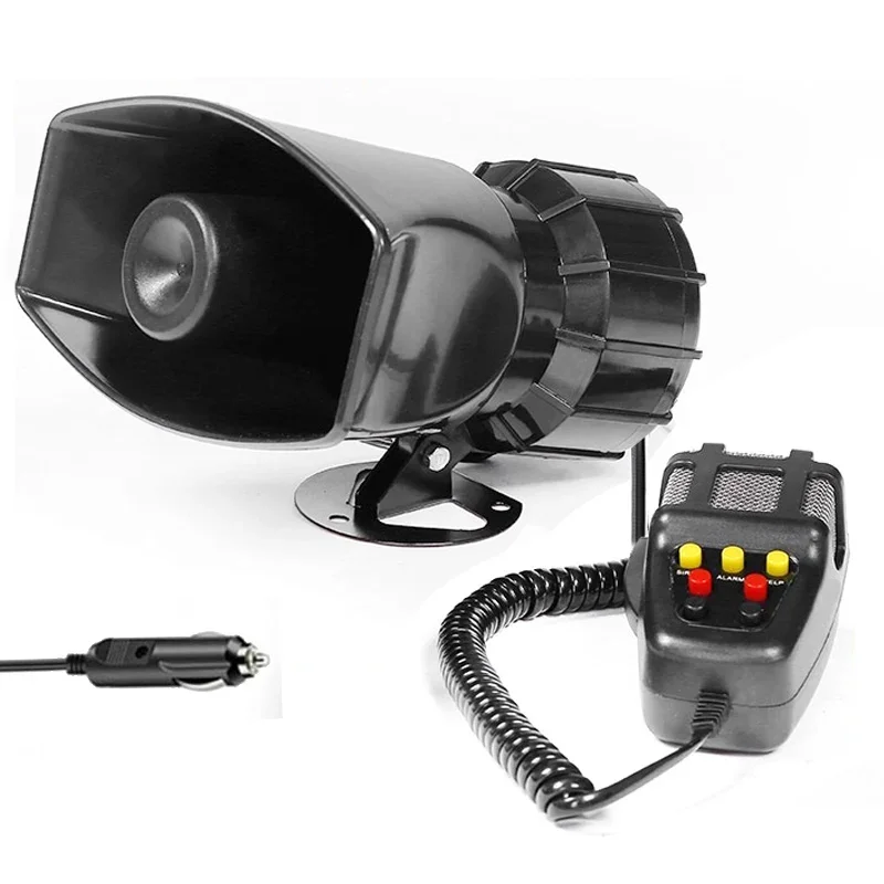 Mic PA System Emergency Amplifier Hooter 12V 100W Police Siren Air Horn Megaphone Tone Car Horn Car