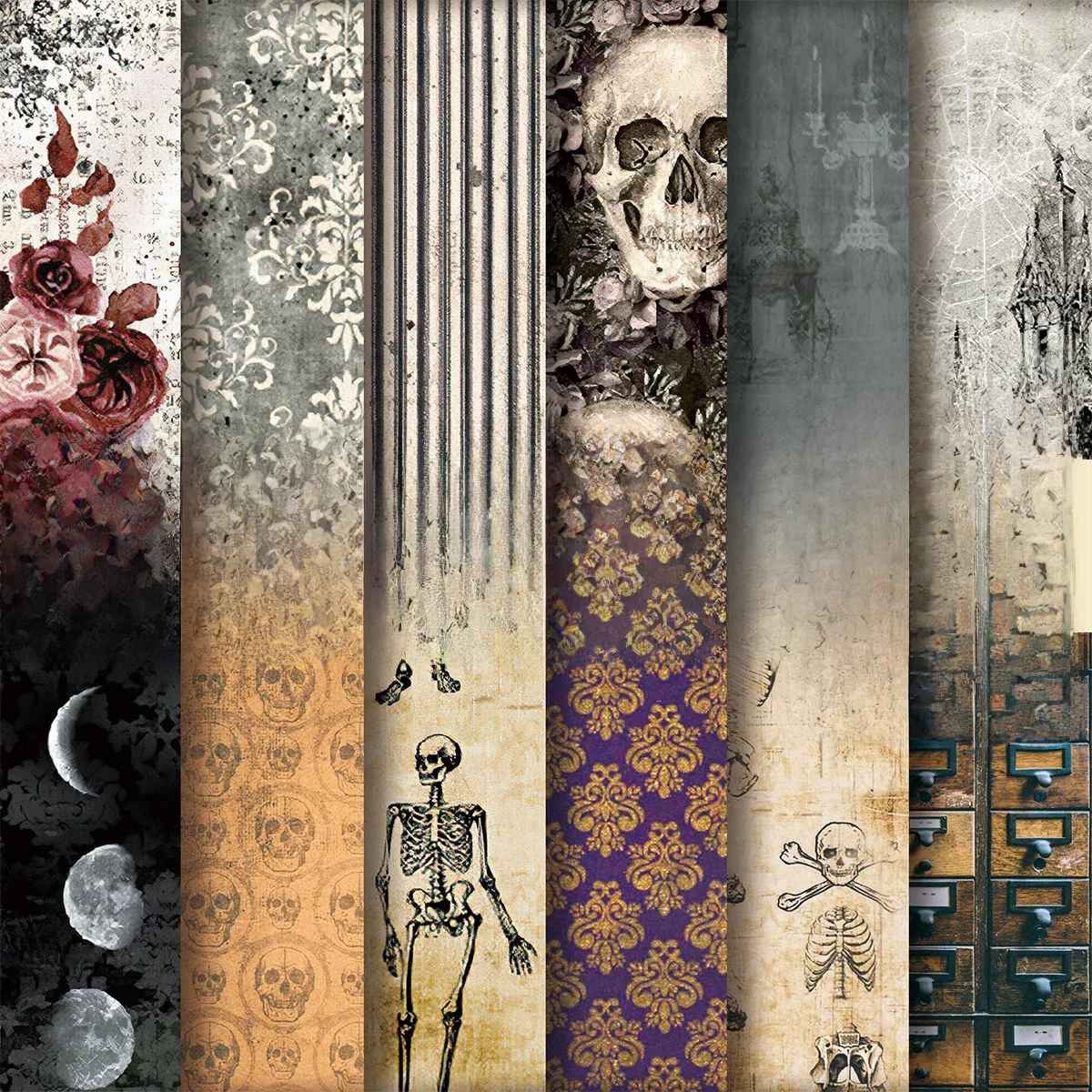 24 pcs Vintage Scrapbooking Paper Set DIY Material Paper Halloween Decorative Antique Retro Art