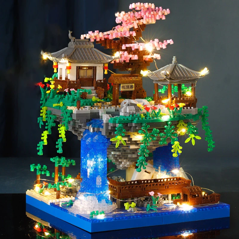 Peach Blossom Pond Building Microparticle Ancient Architectural Model Assembly High difficulty Large