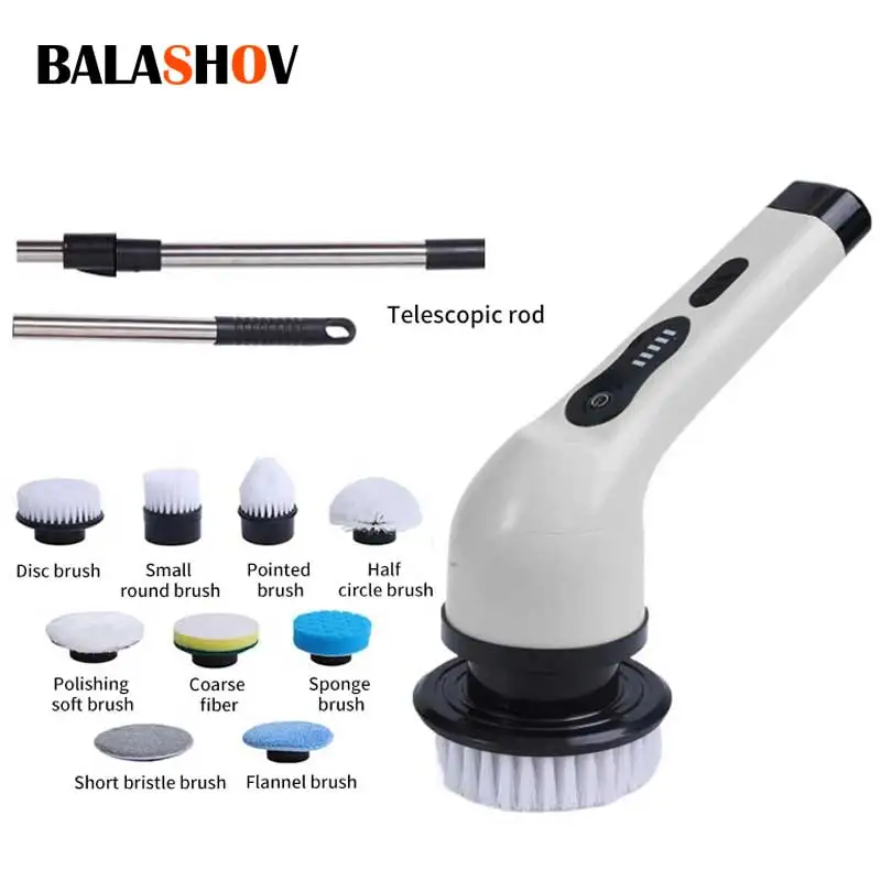 9-in-1 Electric Cleaning Brush USB Electric Spin Cleaning ScrubberAdjustable Electric Cleaning Tools