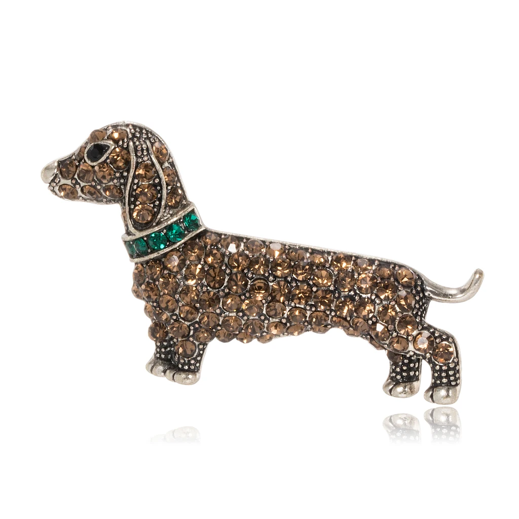 Dachshund Dog Brooches Women Men Retro Rhinestone Dog Pets Animal Party Casual Brooch Pins Gifts