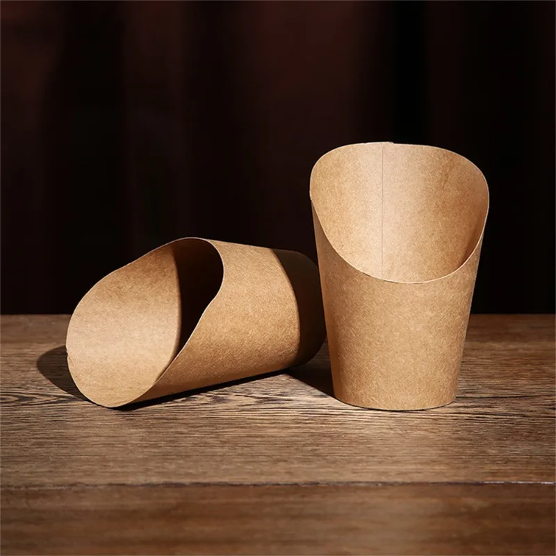 100Pcs French Fries Cups Disposable Kraft Paper Cups Snack Containers Charcuterie Dessert Supplies