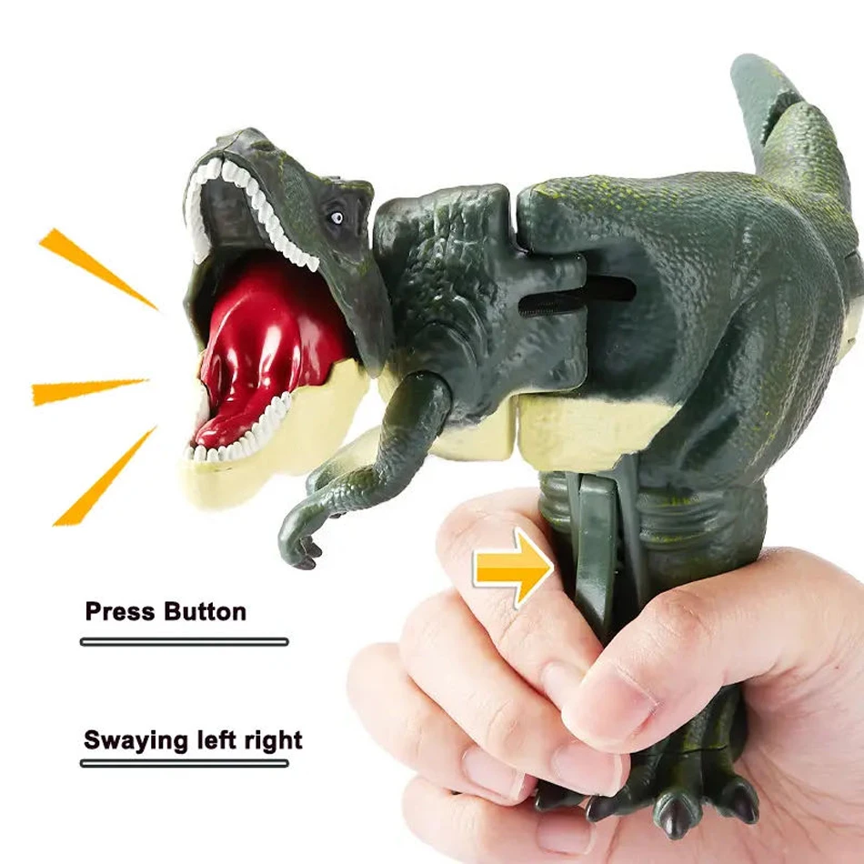 New Children Decompression Dinosaur Toy Funny Hand-operated Telescopic Spring Swing Dinosaur Fidget