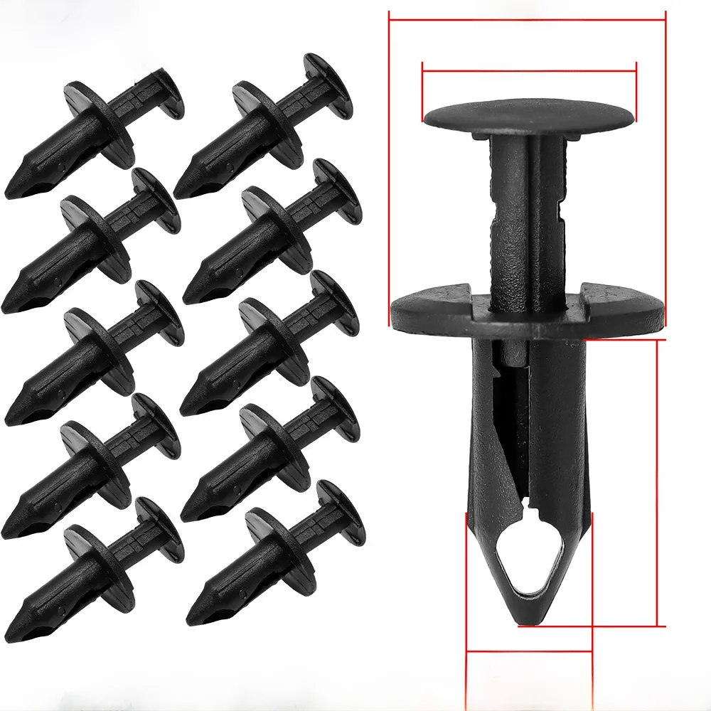 8mm Car Retainer Clips Plastic Fasteners Kit Auto Trim Panel Clip Black Car Body Bumper Rivet Set