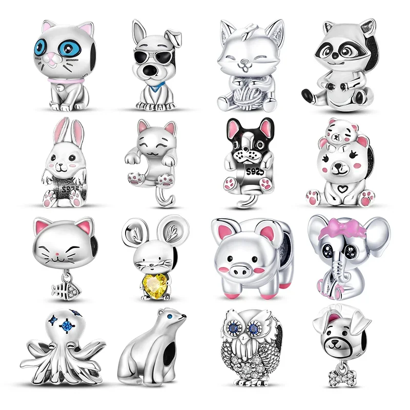2023 New Silver-Plated Elk Tyrannosaurus Rex Animal Charms Beads Fit Original Pandora Bracelets Fine