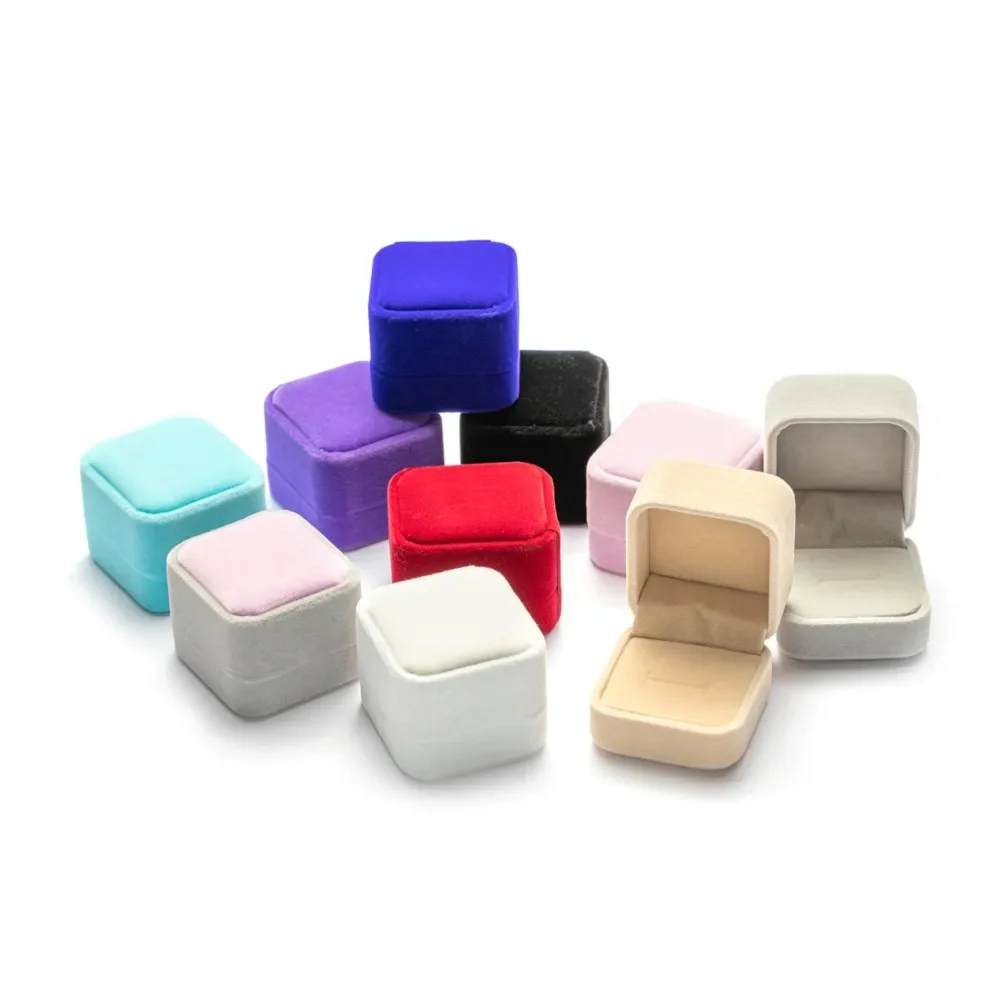 Square Engagement Velvet Earring Ring Packaging Box Jewelry Organizer Valentine Day Gift Case Ring