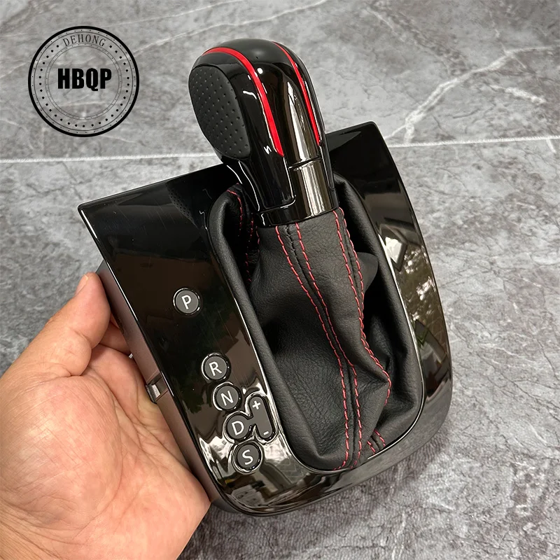 Leather Black Or red line Stitching AT DSG Gear Shift Knob Lever Cover For Golf 6 MK6 G T I Jetta