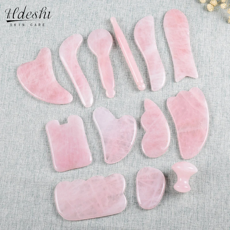 Natural Rose Jade Gouache Scraper Face Lift Massager for Face Gua Sha Board Skin Face Relax Sliming