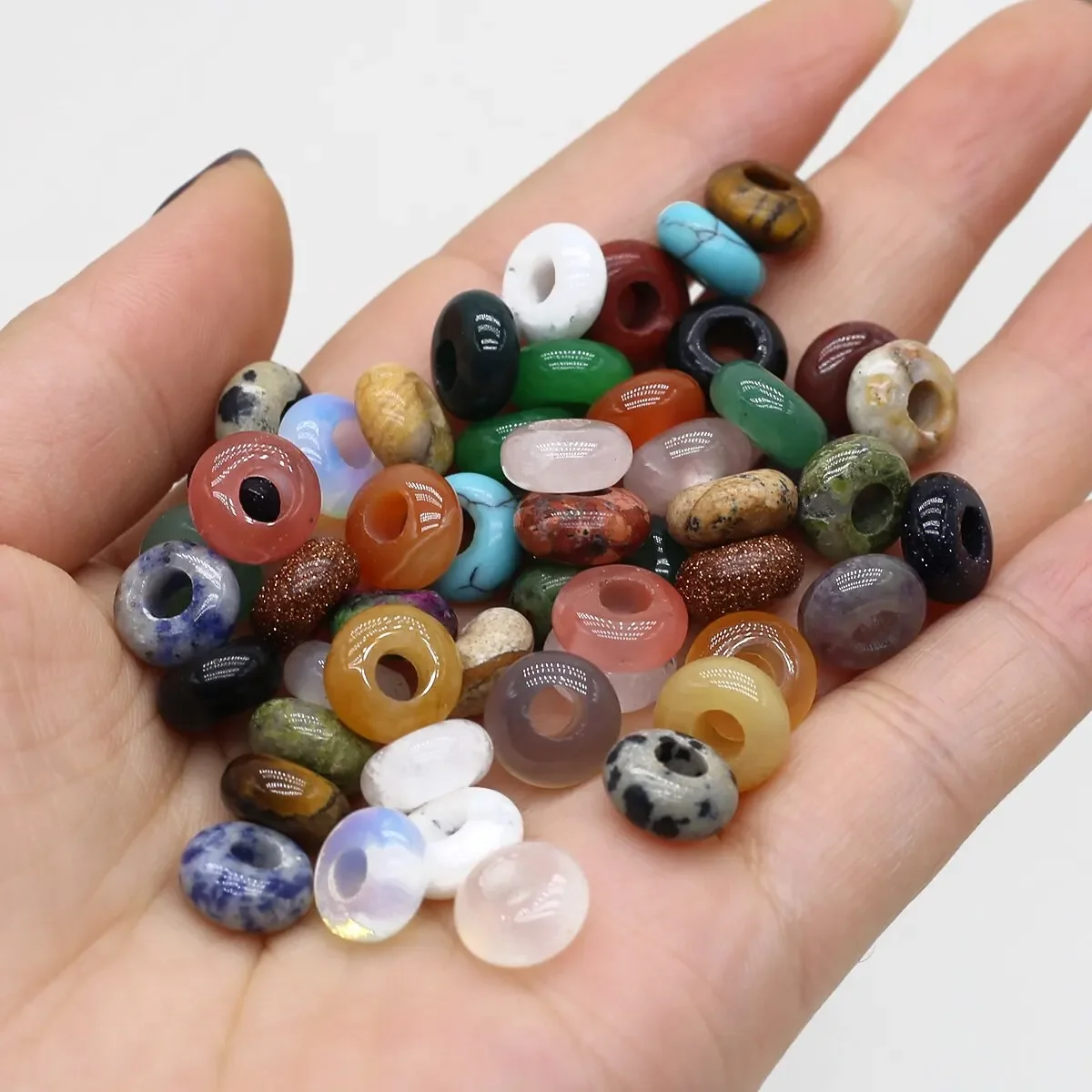 20pcs/Pack Abacus Beads 5x10mm Natural Red Agate Tiger Eye Amethysts Rose Quartz Beads for Jewelry