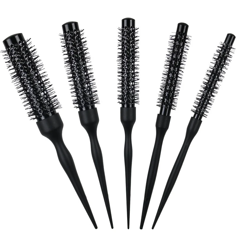 1/5PCS Black Curly Round Hair Comb Aluminum Tube Hair Brush Comb Professional Hairdresser Comb Salon