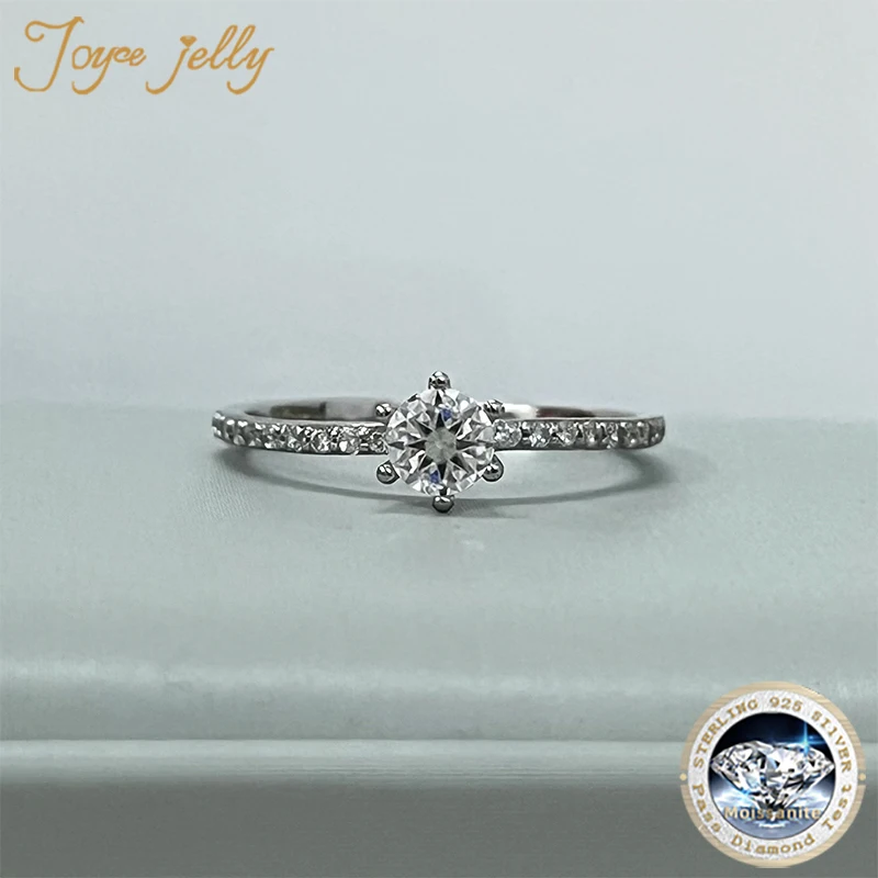 JoyceJelly 0.4CT 4.5mm D Color VVS Real Moissanite Ring Exquisite Female Sterling Silver 925 Jewelry
