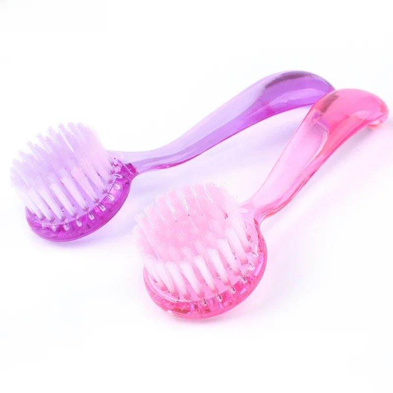 2Pcs/Pack Multifunctional Brush Plastic Nail Cleaning Brushes  Round Head Powder Clear Scrubbing
