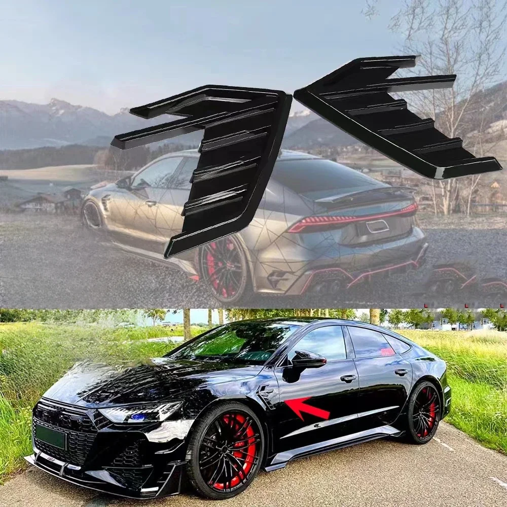 2pcs Universal Car Air Flow Fender Hood Intake Vent Cover Trim Carbon Fiber Side Wing Decals Body