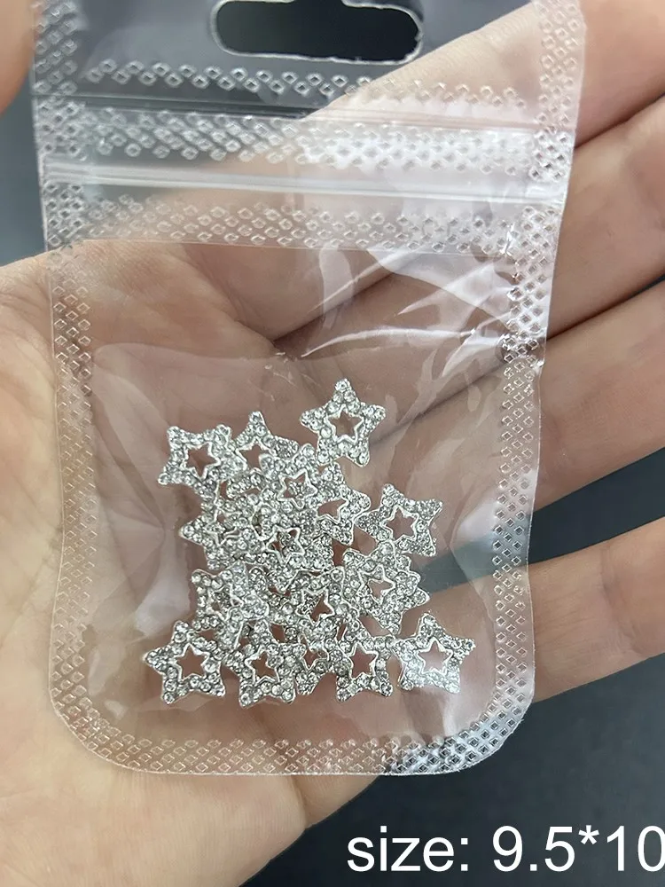 10Pcs Star Alloy Nail Art Jewelry Charm 3D Five-Pointed-Star Shiny Diamond Alloy Star Nail Charms