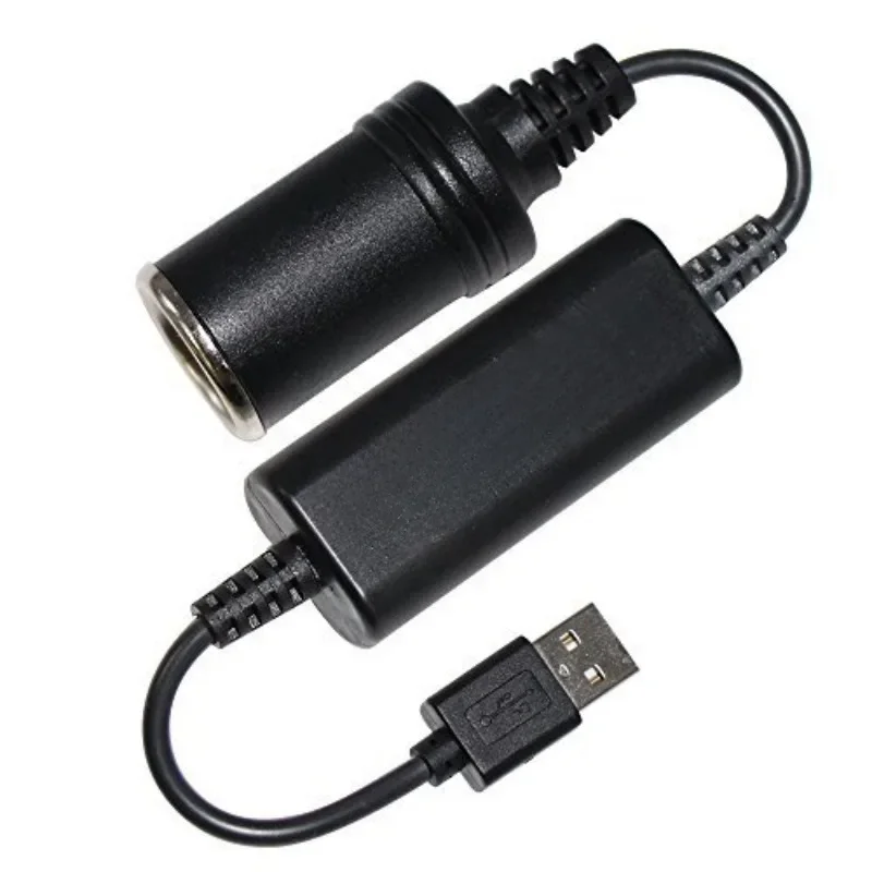 Wired Auto Boost Converter Adapter 5V USB Port To 12V Car Cigarette Lighter Socket Power Cord