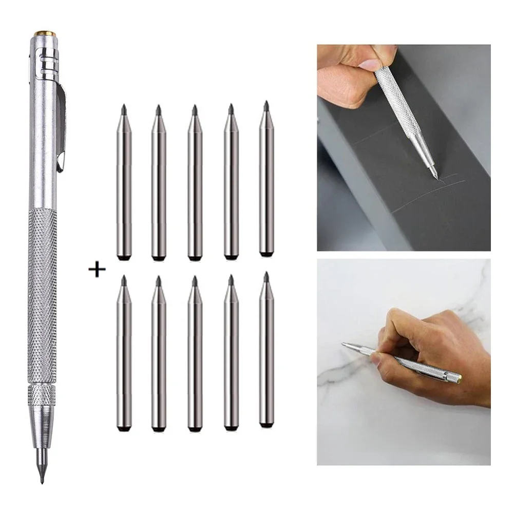 11PCS Tungsten Carbide Tip Engraving Pens Replaceable Nibs Diamond Engraving Pens For Metal Plates