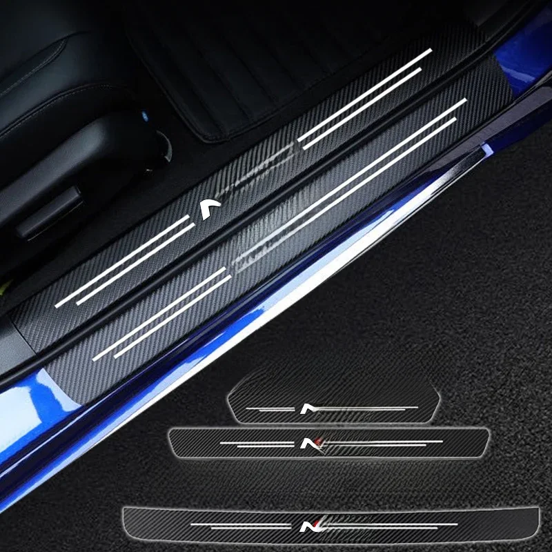 Car Door Sill Protector Carbon Fiber Threshold Stickers For Hyundai I30 2021 Sonata Elantra Veloster