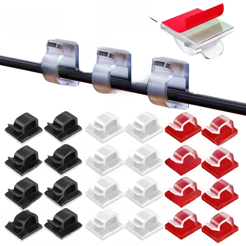 50 20 10 PCS Cable Organizer Clip Self Adhesive Cord Management Desktop Wall USB Cable Management