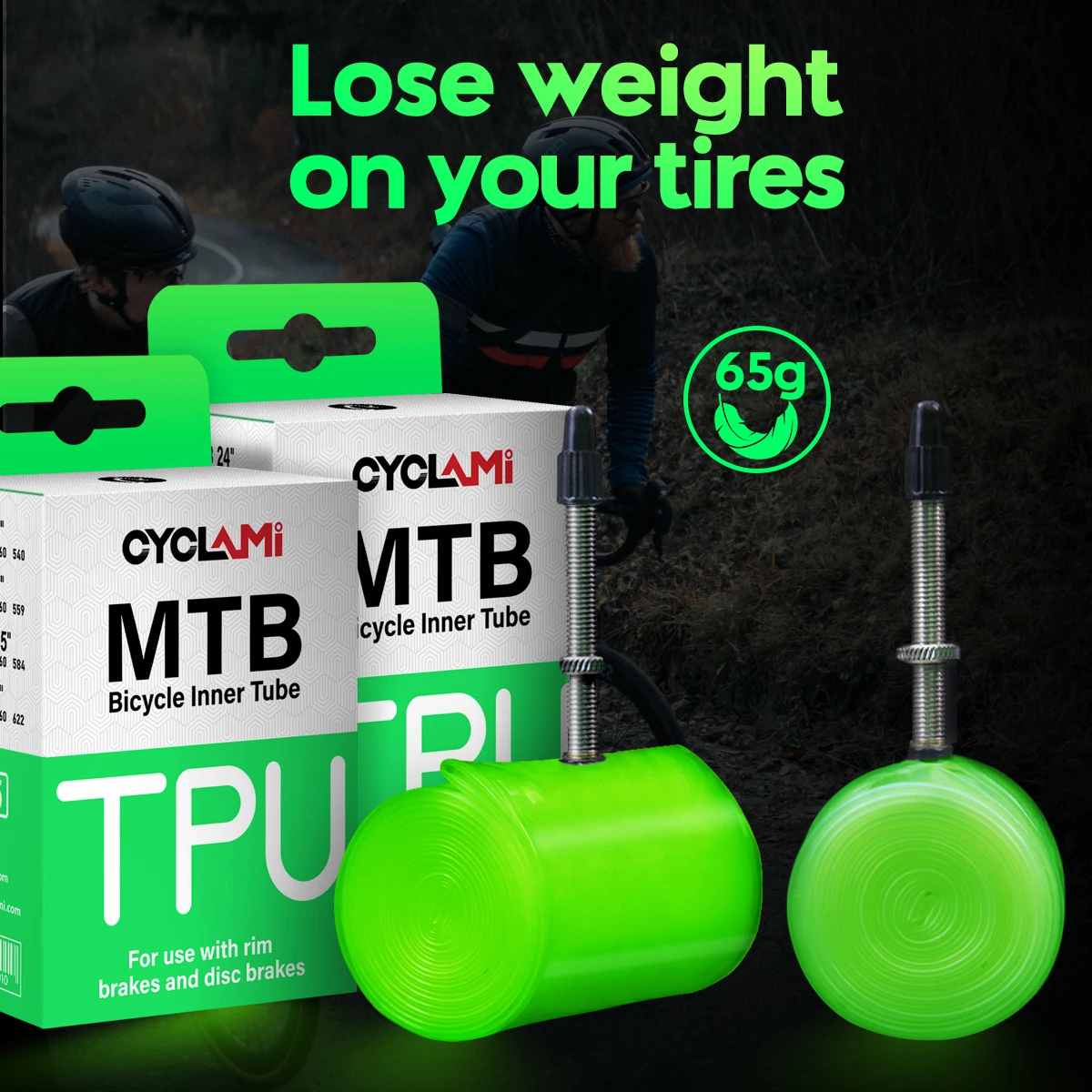CYCLAMI Ultralight Bike Inner Tube 26 27.5 29 Inches MTB Bicycle TPU Material Tire 45mm French Valve