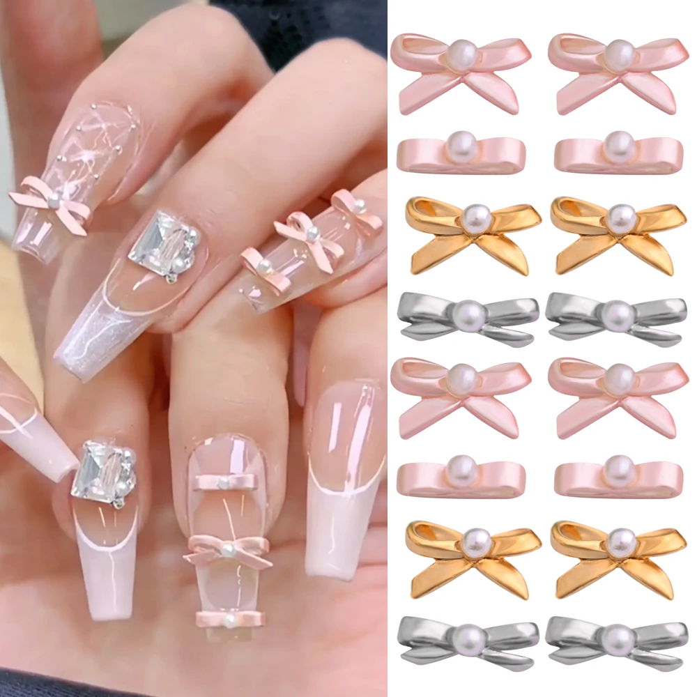 20/10Pcs Pink Ballet Dancing Shoes Bow Nails Charm Bow-Tie Nail Art Decoration French Ballerina Girl
