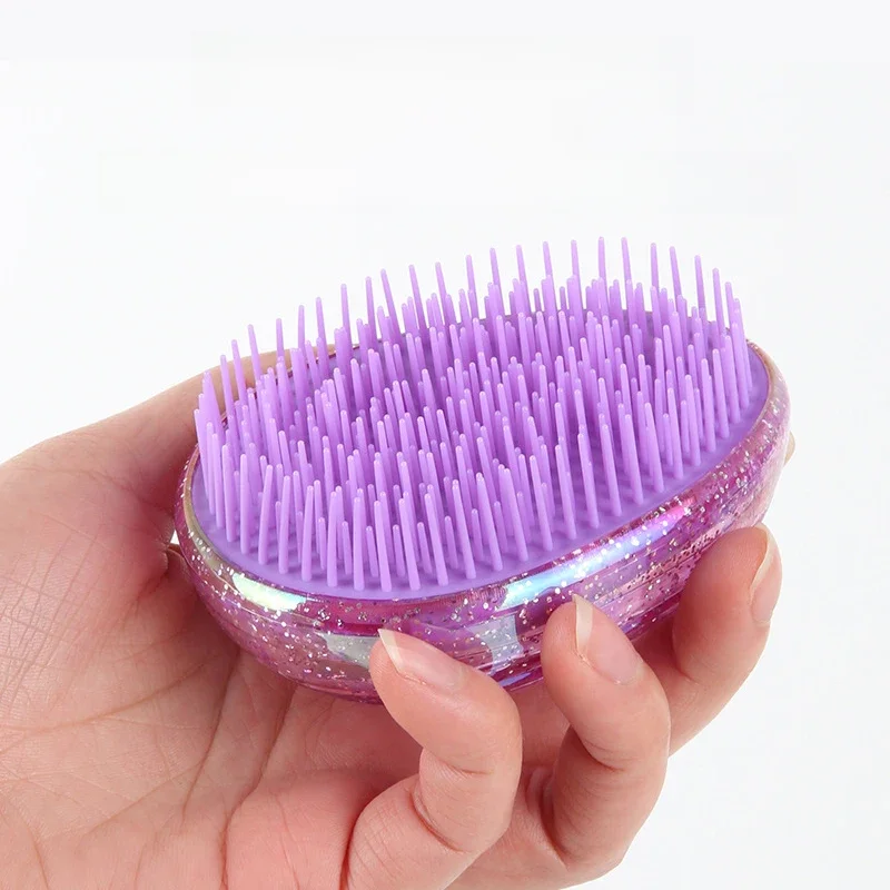 1PC Egg Shape Glitter Anti Static Massage Hairbrush Tangle Straight Hair Brush Anti-knotting Hair