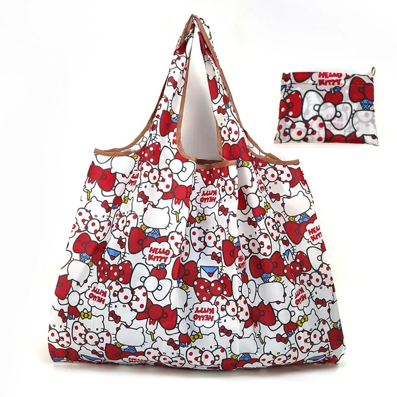 Sanrio Hello Kitty Portable Foldable Tote Bag Waterproof Shopping Baglarge Reusable Environmentally