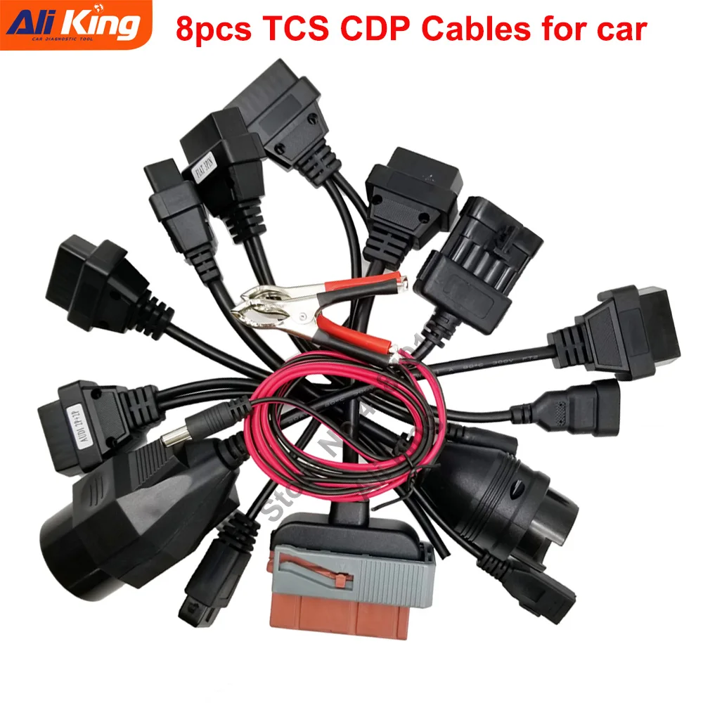 Hot Sale TCS CDP Cables Full Set 8pcs Car Cable adapter OBD2 Diagnostic Connector Cable Full Set 8