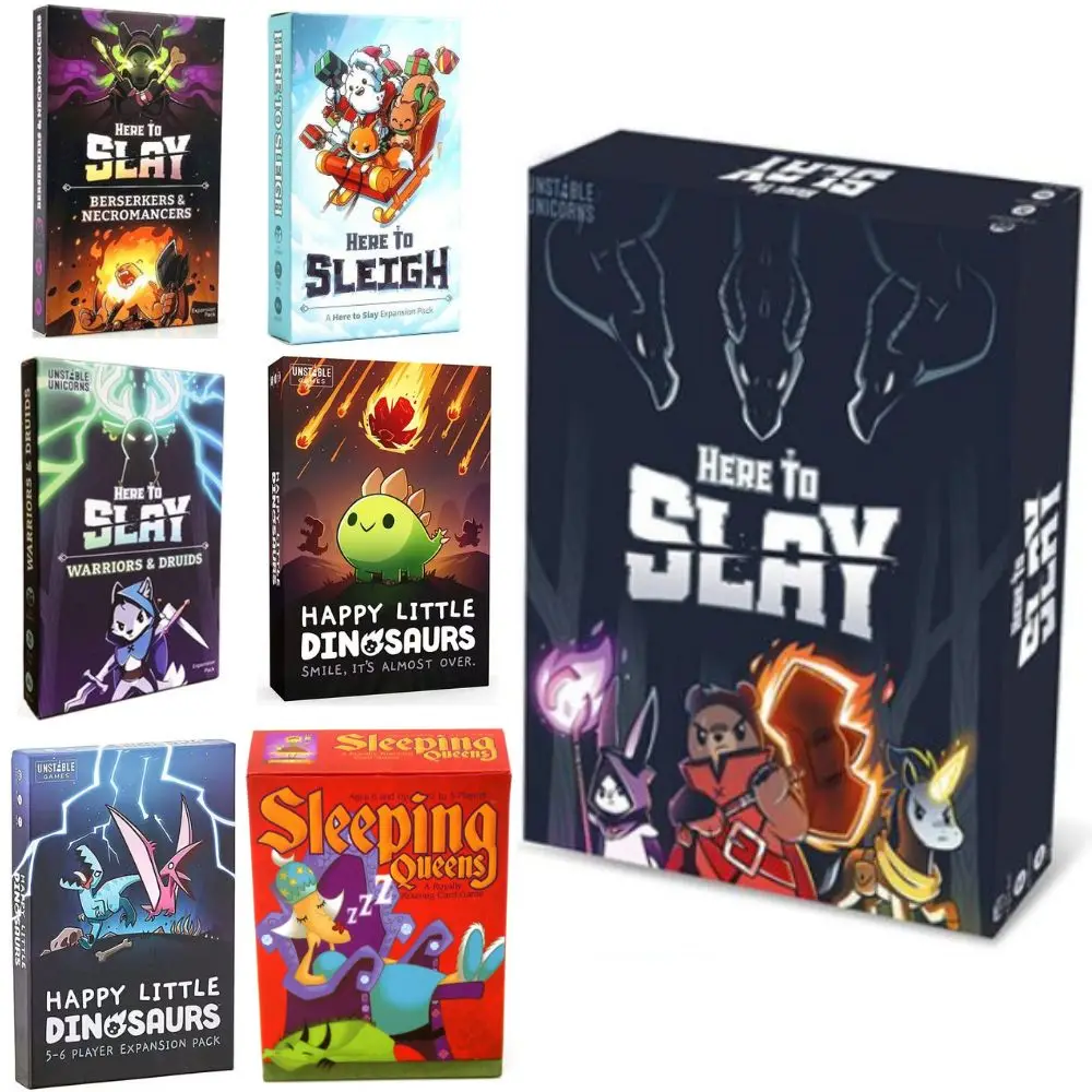 Here to Slay Here to Sleigh Holiday Expansion Pack Strategic role playing card game for kids teens