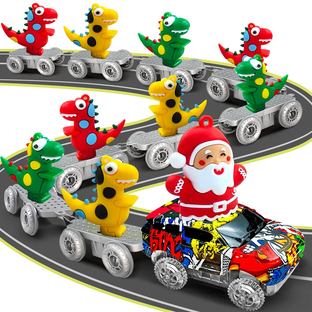 Dinosaur Toys Create A Dinosaur World Road Race-Flexible Track & Santa Claus Car for 3 4 5 6 Year &