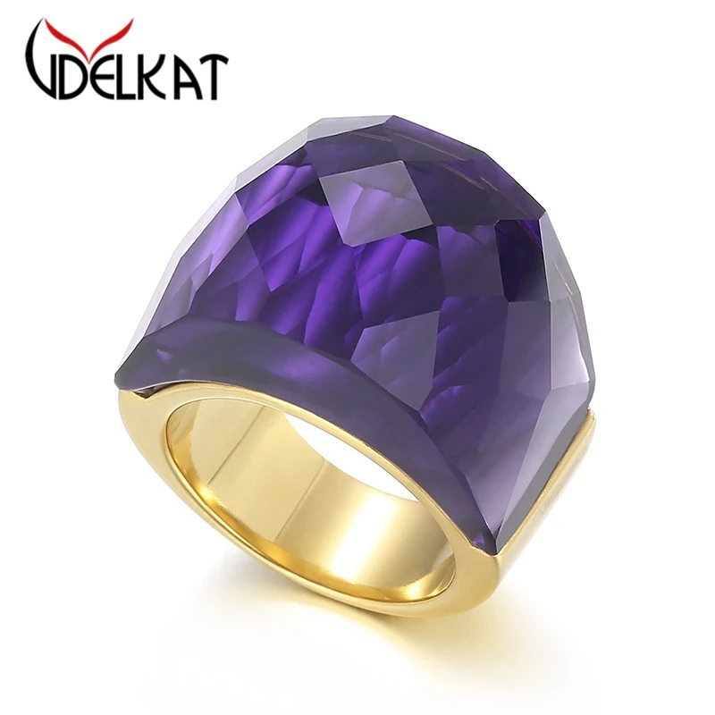 Luxury Crystal Stone Large Rings for Women Stainless Steel Bohemia Color Knuckle Charm Engagement