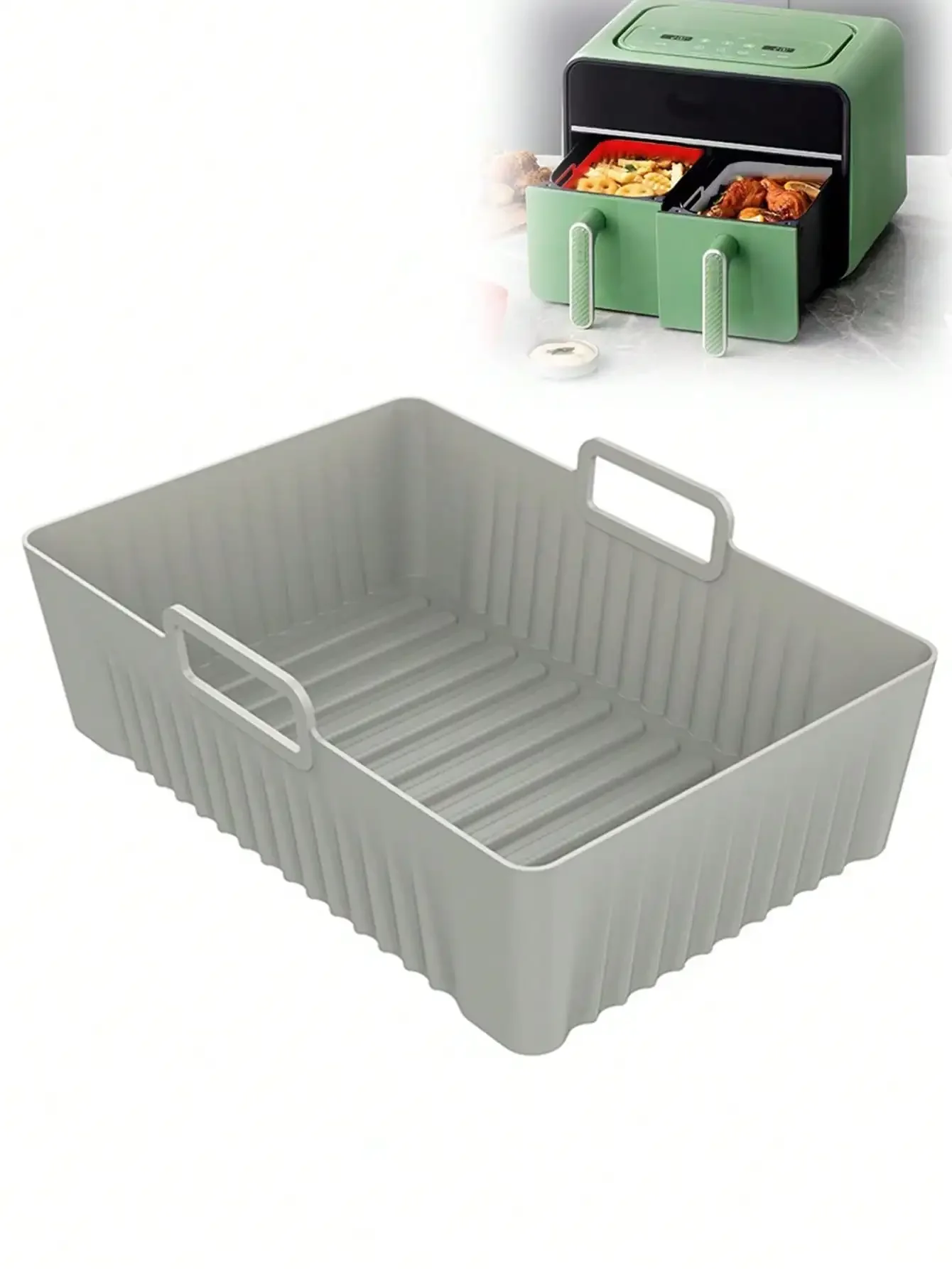 Leeseph Air Fryer Silicone Liners Reusable Rectangular Air Fryer Silicone Pot for Easy Clean Dish