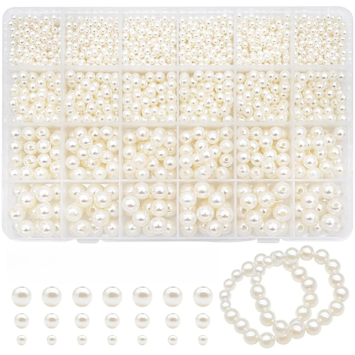 1890pcs Acrylic Pearls Beads Kit for Jewelry Making Charm Bracelet DIY Necklace Beads Box Gift 4mm
