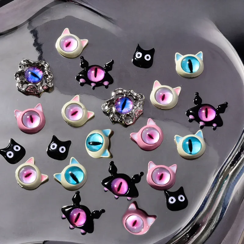 10PCS 3D Devil's Eye Pupil Nail Art Charms Alloy Kawaii Accessories Part For Manicure Decor