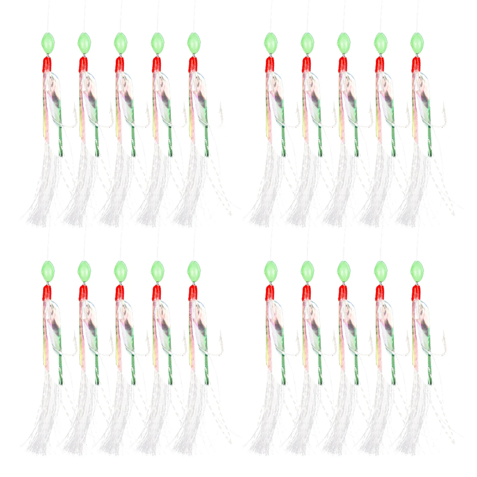 4 Packs/20pcs Mackerel Feather Hooks Sea Boat Fishing Lures Rigs