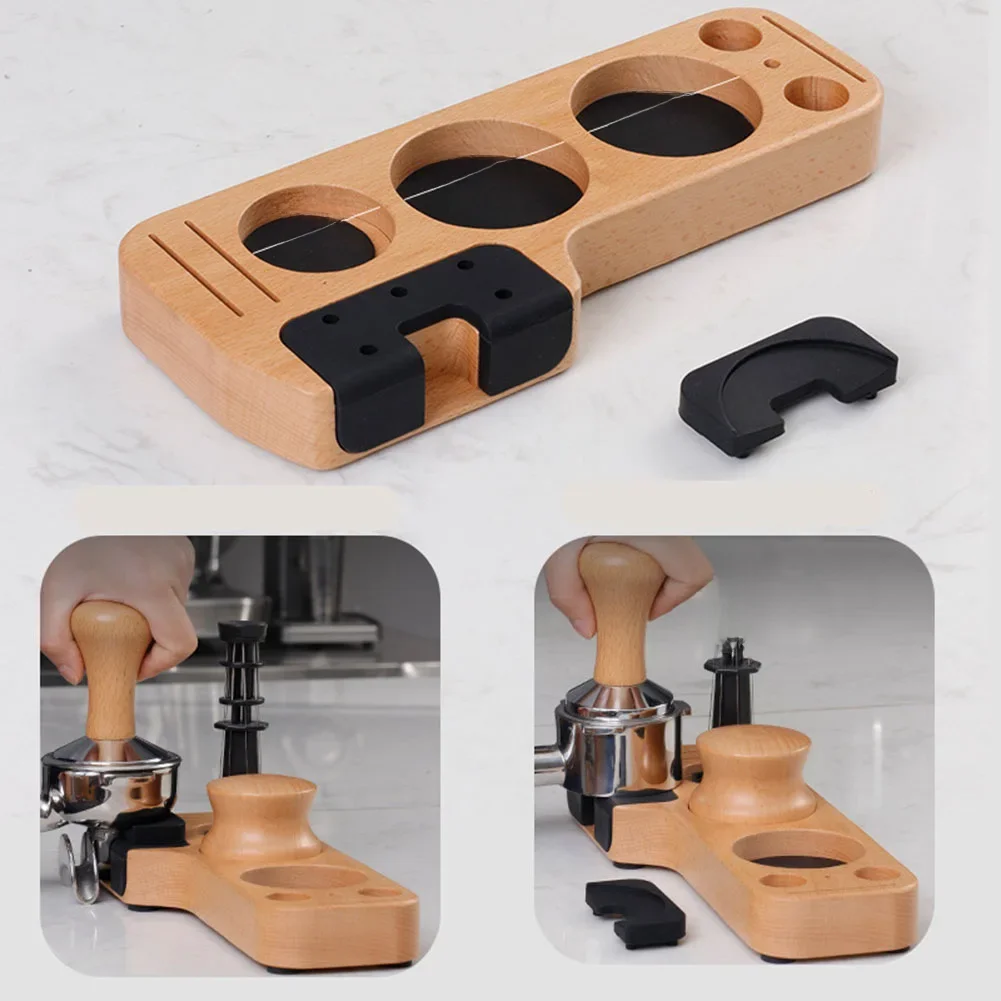 25cm Coffeeware Portafilter Tamper Stand Teaware Pine Wood Universal Portafilter Organizer Coffee
