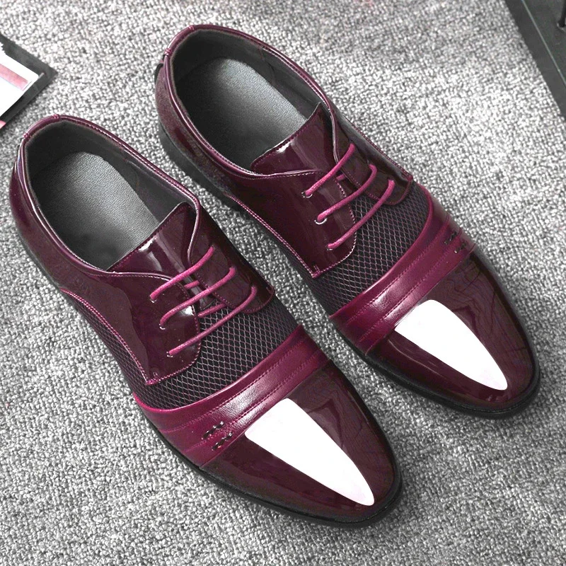 Former PU Leather Shoes for Men Lace Up Oxfords Wedding Shoes for Male Dress Shoes for Party Zapatos