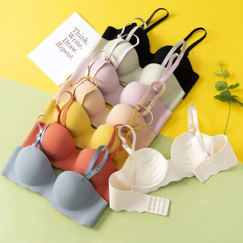 Sexy Bras Push Up Seamless Underwear for Women Solid Color Wireless Lingerie One-pieces Gather