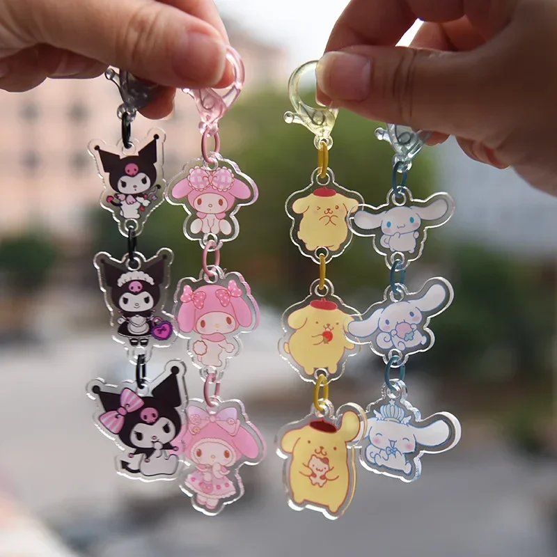 Sanrioed Keychain Girl Anime Accessory Kuromis HelloKittys Melody Cartoon Acrylic Pendant Kawaii Boy