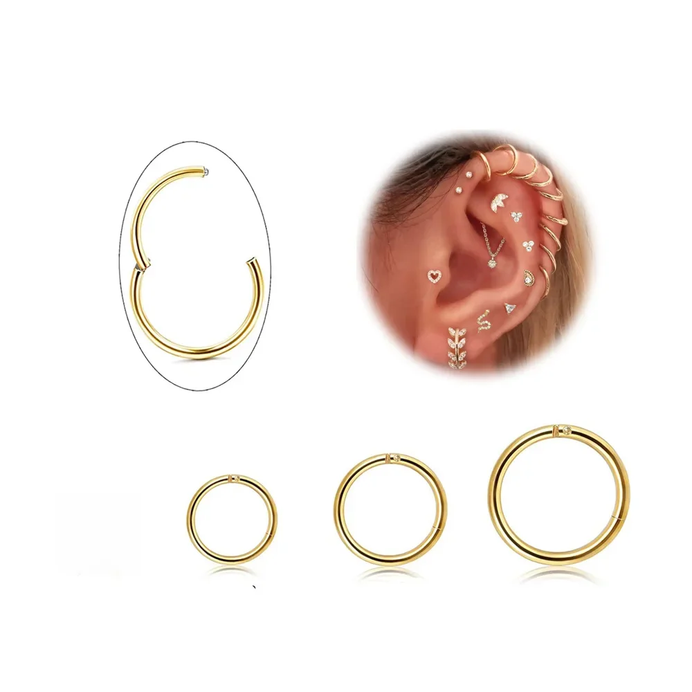 Drperfect Septum Ring Surgical Steel Hinged Clicker Nose Rings Hoop Helix Cartilage Daith Tragus