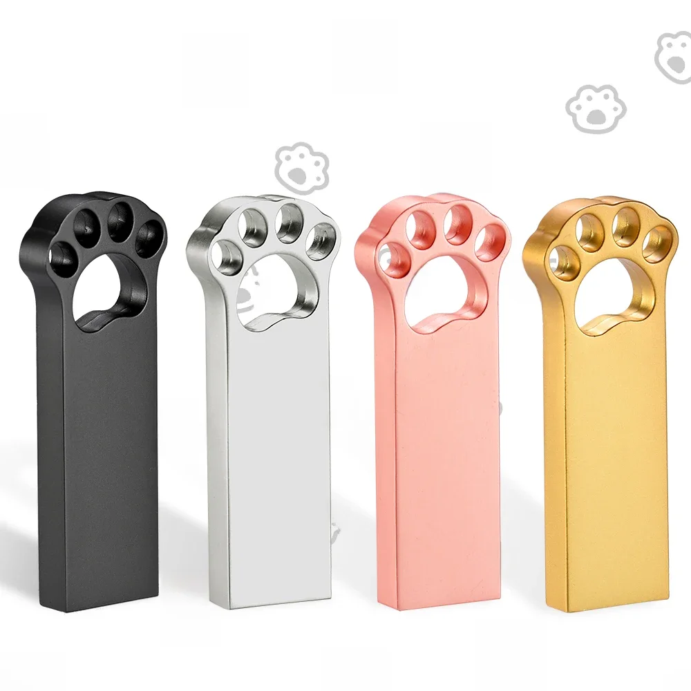 JASTER Bear Claw USB Flash Drive 128GB Creative Business Gifts Pen Drive 64GB Rose Golden Memory