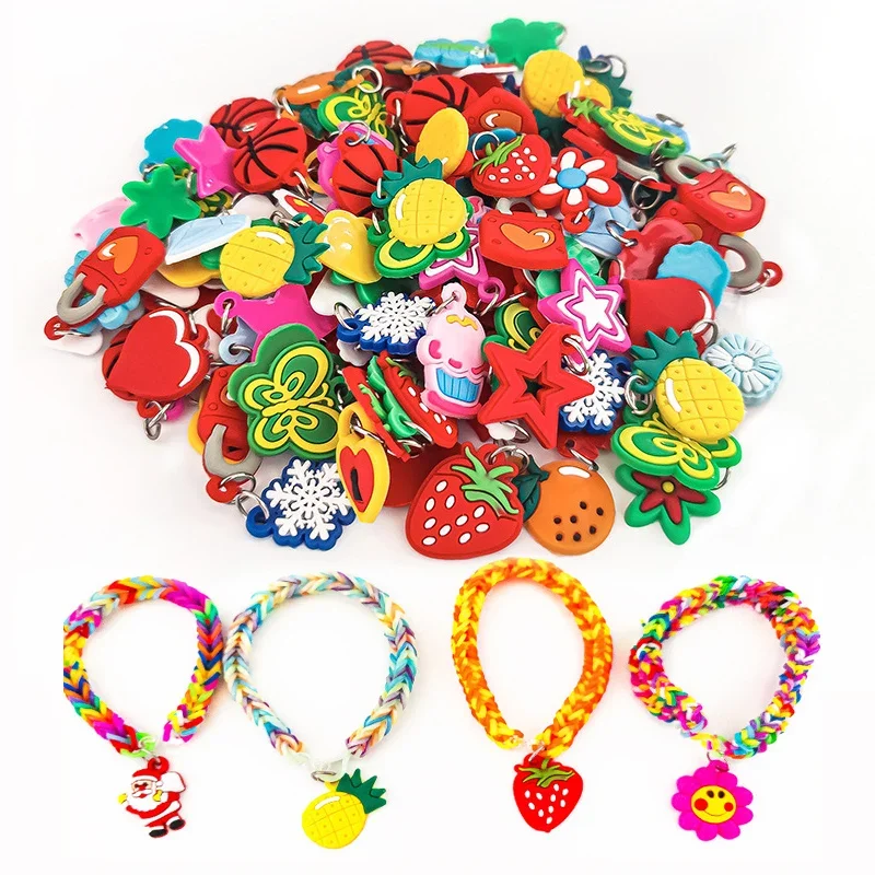 DIY Child Bracelet Weaving Tool Pendant Acrylic S Clips Loom Rubber Band Plastic Connectors Handmade