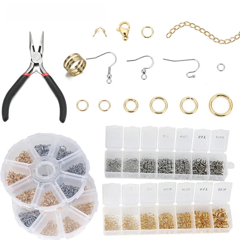 Jewelry Making Kit Set Box Stainless Steel Open Jump Rings Lobster Clasps Earring Hooks For Bracelet