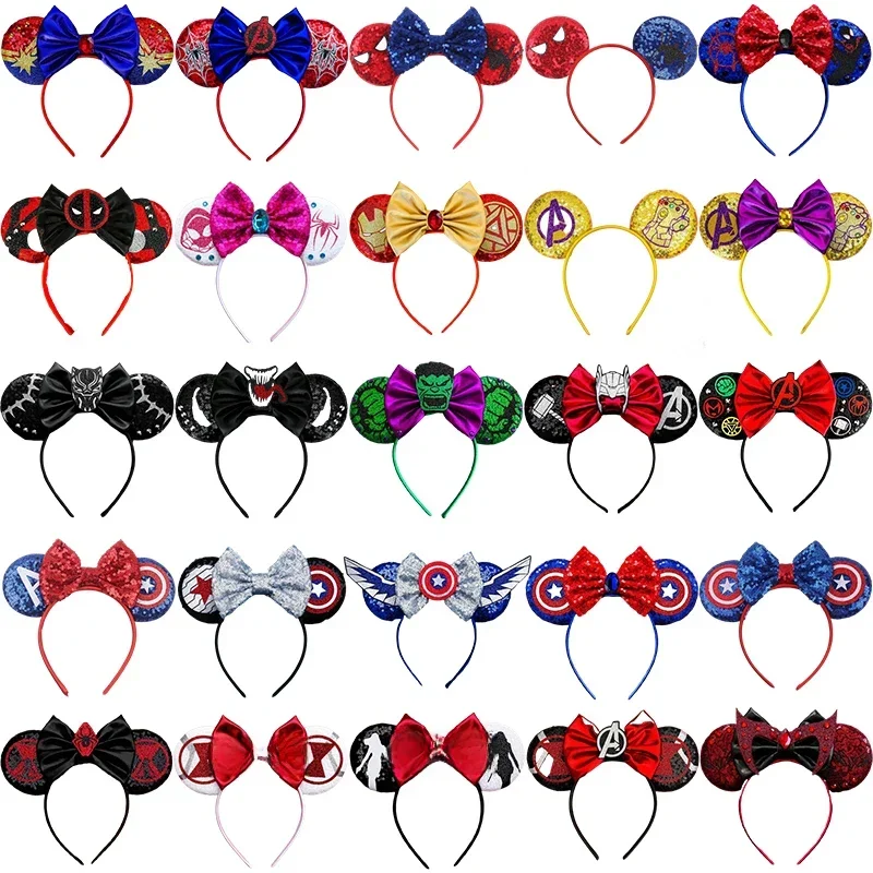 The Avengers Ears Headband Women Disney Marvel Superhero Spider-Man Hairband Girl Black Widow Iron