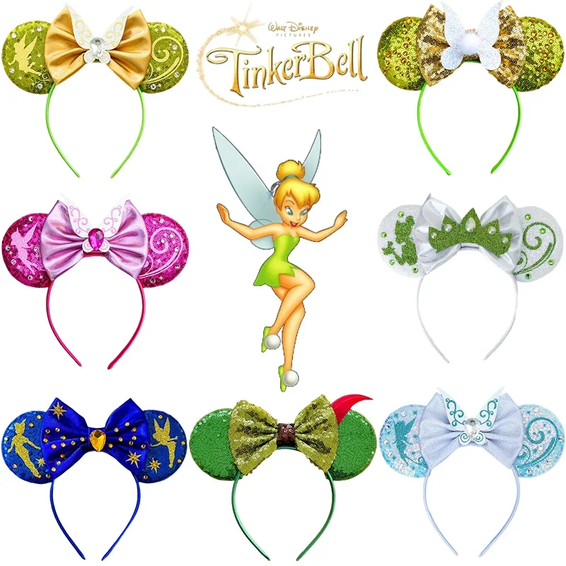 Disney Tinker Bell Hair Accessories For Girls Wings Fairy Headband Kids Flower Vine Ears Hairband