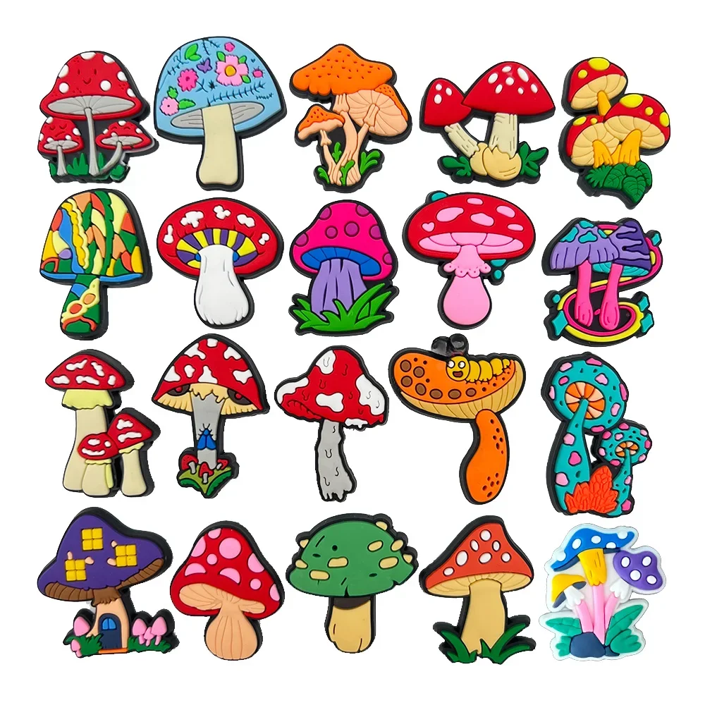 20PCS Mushroom Food Plant Shoe Charms for Clogs Sandals Decoration Shoe Accessories Charms for