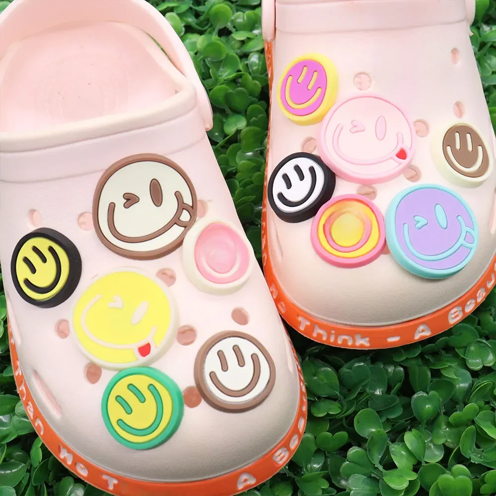 Hot Sale 13pcs/set PVC Sandal Shoe Charms Colour Smile Accessories DIY Shoe Decoration For Kids