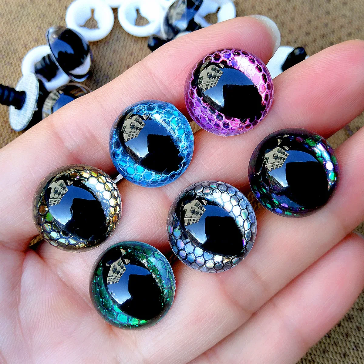 20pcs 3D Honeycomb Cat Safety Eyes For Crochet Toys Glitter Amigurumi Crafts Plush Doll Eyes DIY Toy