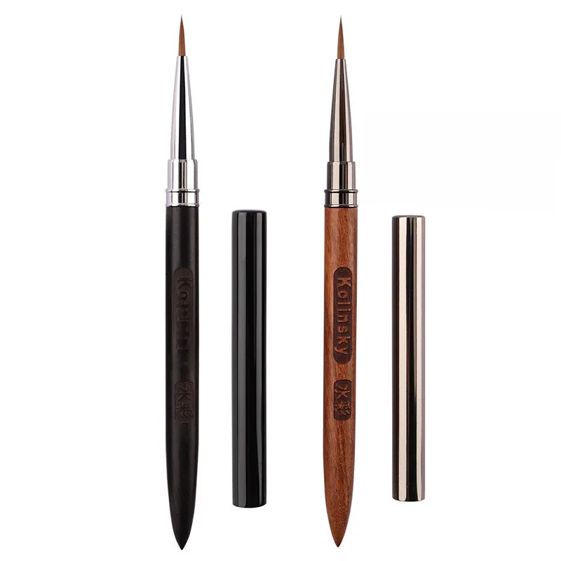 1Pc Sandalwood Handle Kolinsky Nail Liner Brush Nail Painting Pen Acrylic UV Gel Brushes Crystal